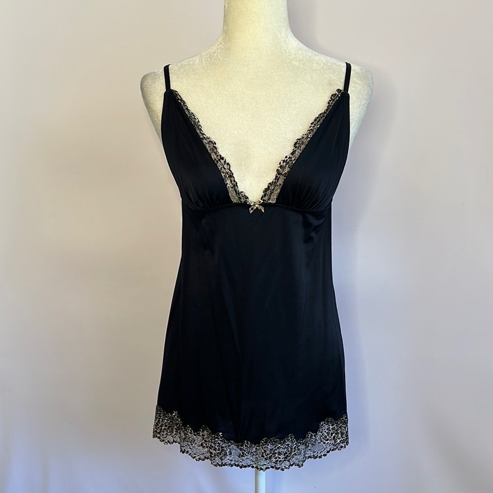 Victoria’s Secret Black Lace Trim Chemise